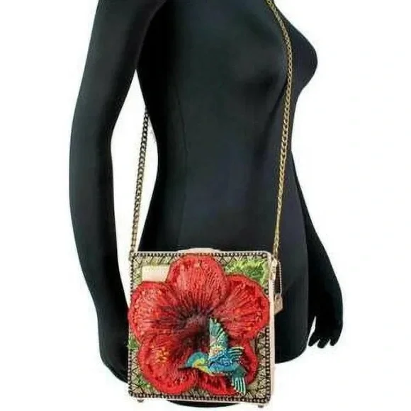 Mary Frances “Meet Me in the Tropics” Crossbody Hibiscus Hummingbird Bag